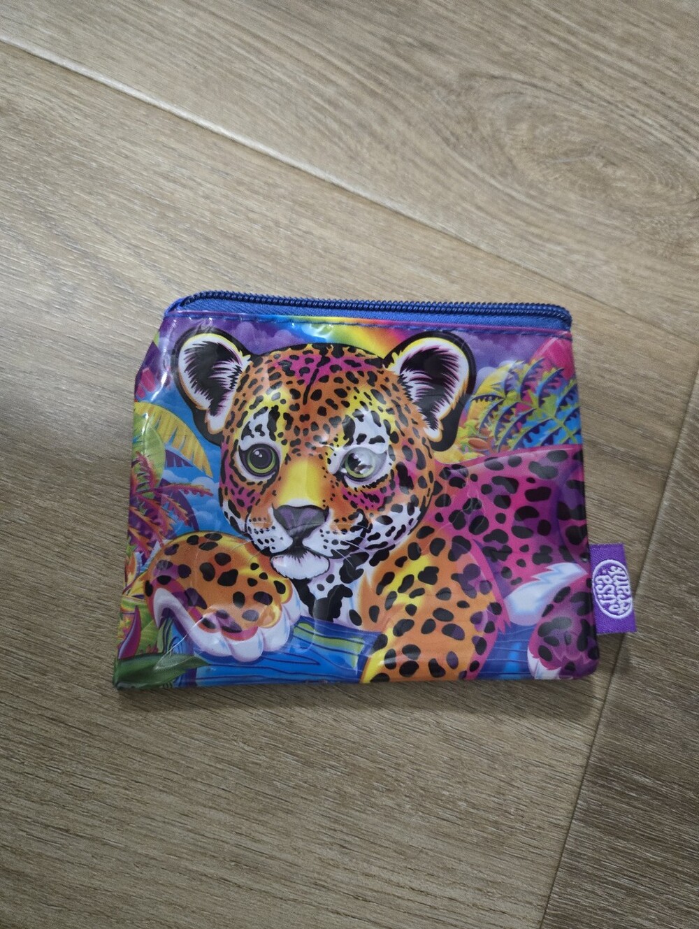 Lisa Frank Kids Rainbow Leopard 4" Coin Purse Pouch Rainbow Blue Zip